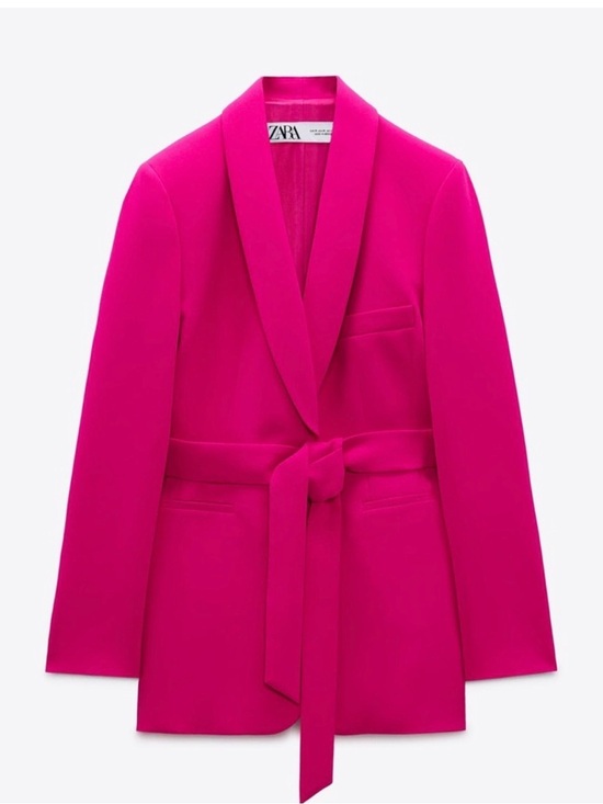 Zara Jackets & Blazers - ✨Worn Once✨ Zara Hot Pink Belted Shawl Lapel Blazer